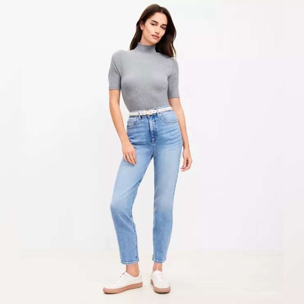 NWOT 25P/0 LOFT Petite High Rise Slim Jeans in Mid Vintage Wash